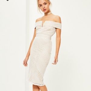 Off the shoulder midi length dress
